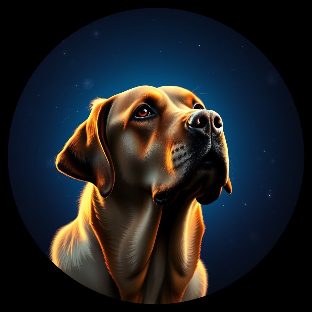 Cosmic medallion portrait of 3234_3234, a Labrador Retriever