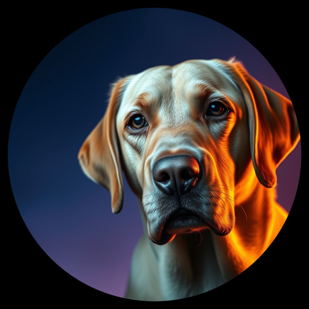Cosmic medallion portrait of 3250_3250, a Labrador Retriever