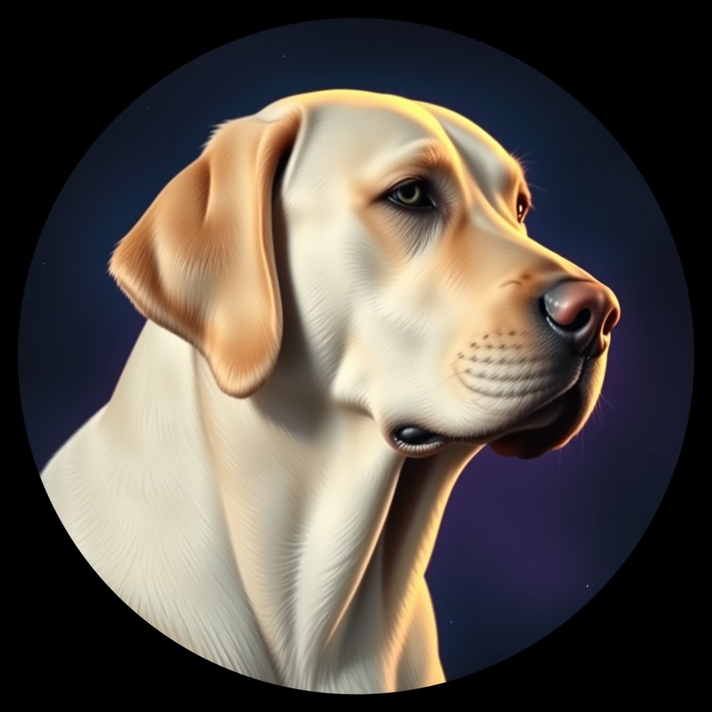 Cosmic medallion portrait of 3262_3262, a Labrador Retriever