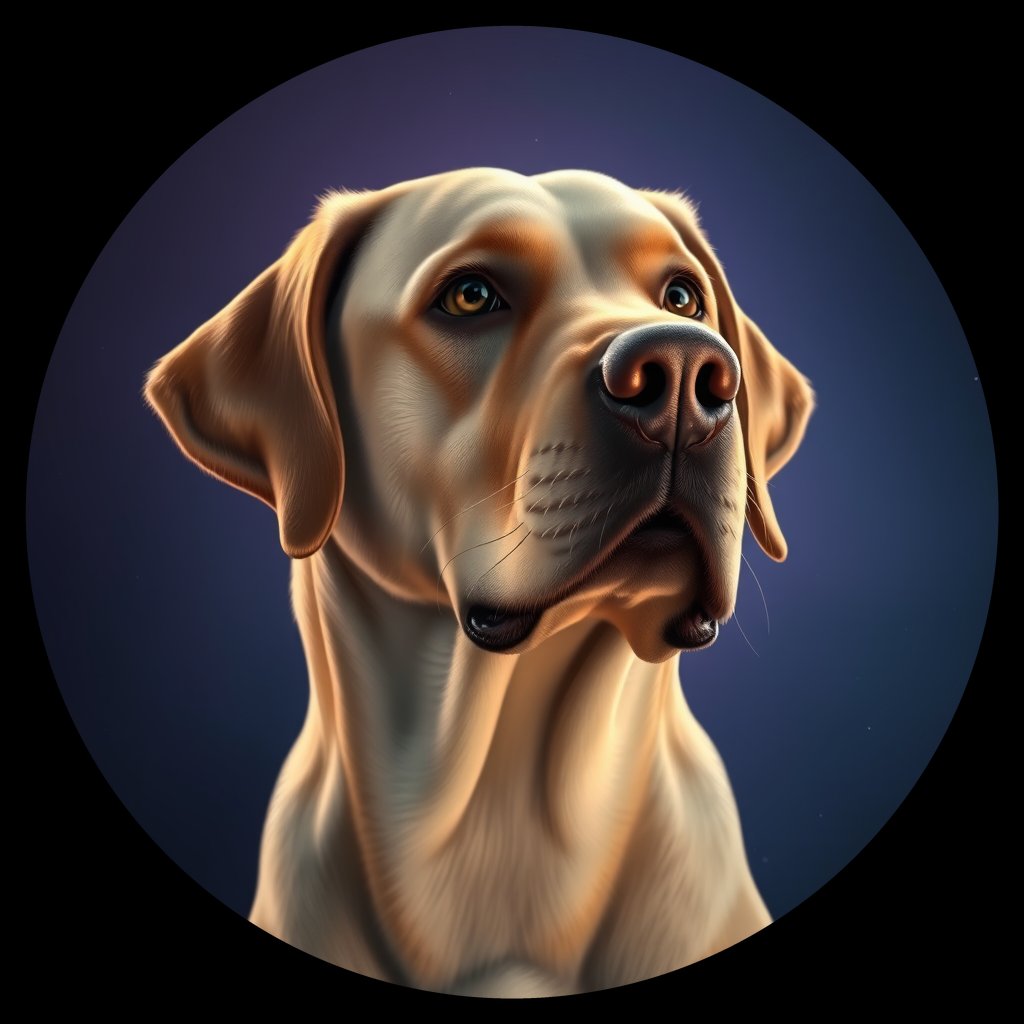 Cosmic medallion portrait of 3263_3263, a Labrador Retriever