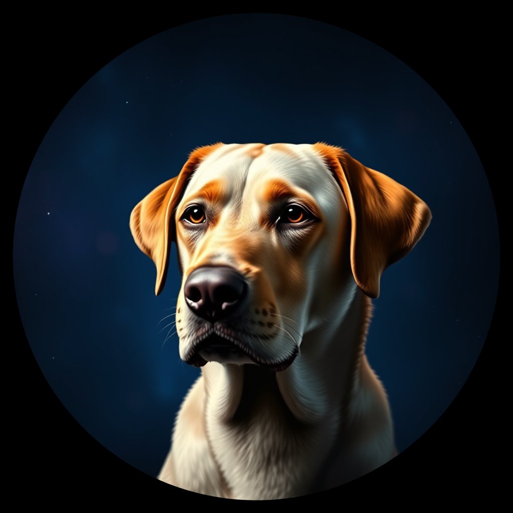 Cosmic medallion portrait of 326_G0380_0575, a Labrador Retriever