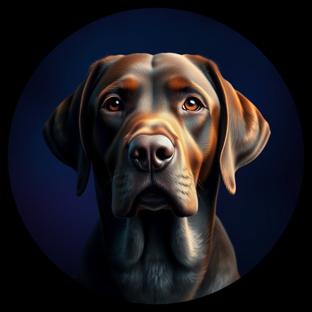 Cosmic medallion portrait of 3274_3274, a Labrador Retriever