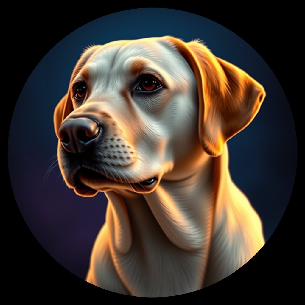 Cosmic medallion portrait of 3278_3278, a Labrador Retriever