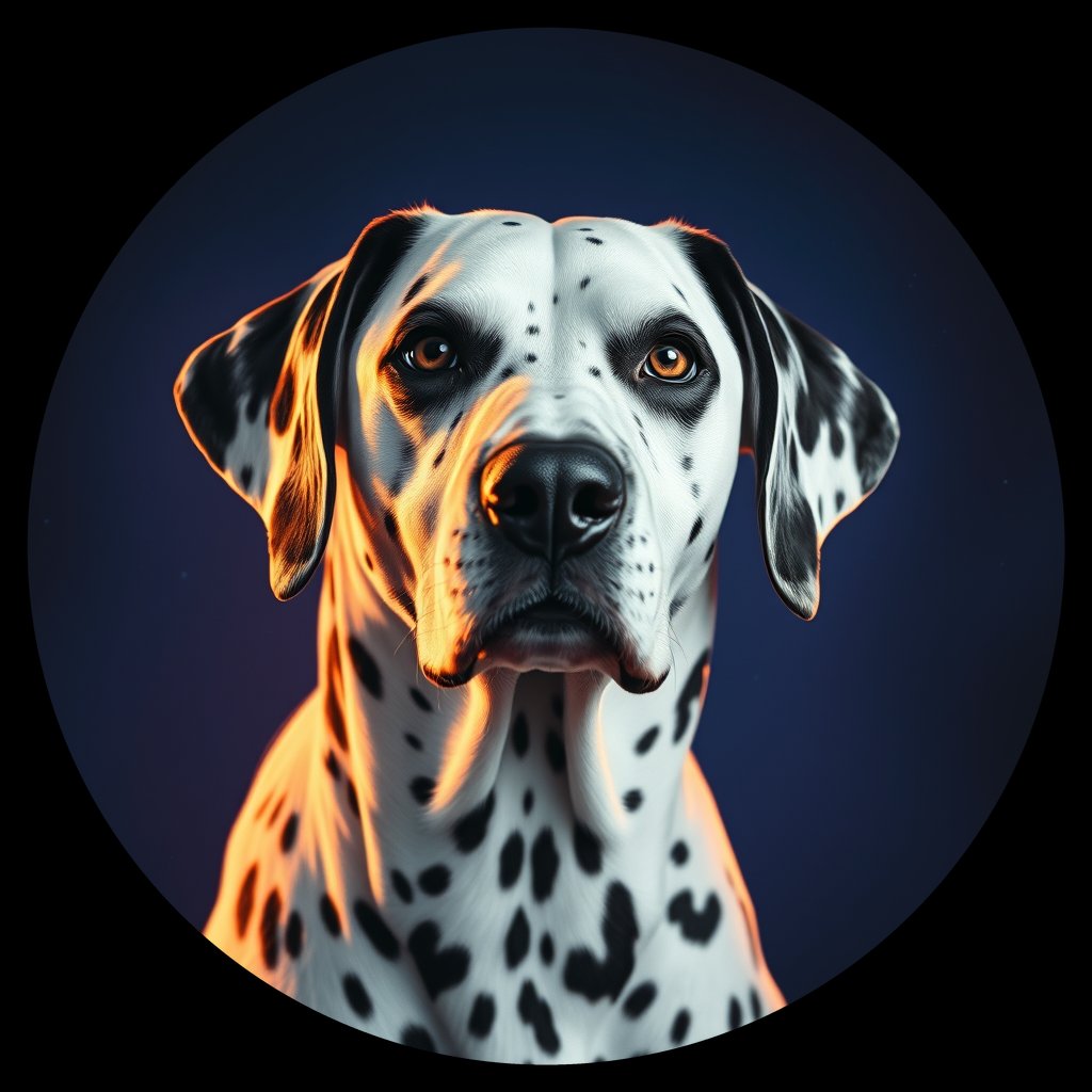 Cosmic medallion portrait of 32794_32794, a Dalmatian