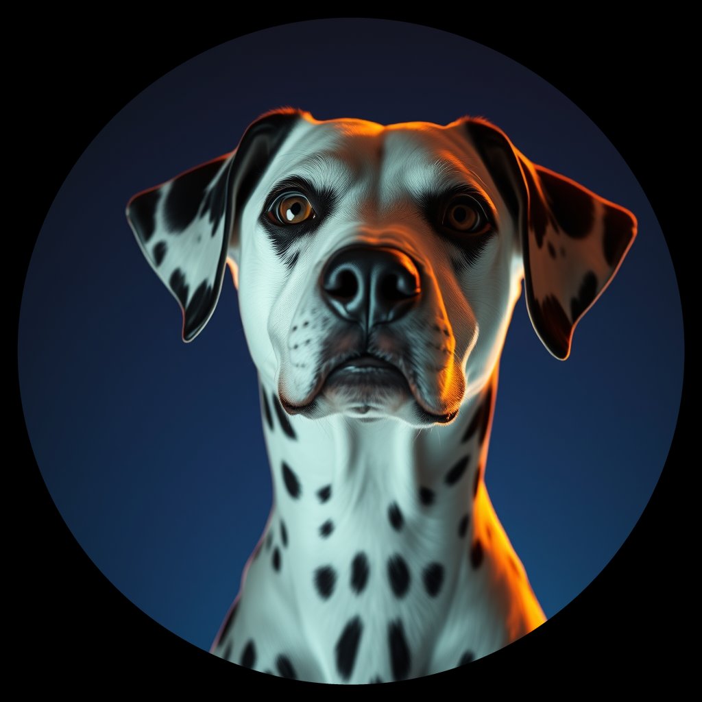 Cosmic medallion portrait of 32795_32795, a Dalmatian