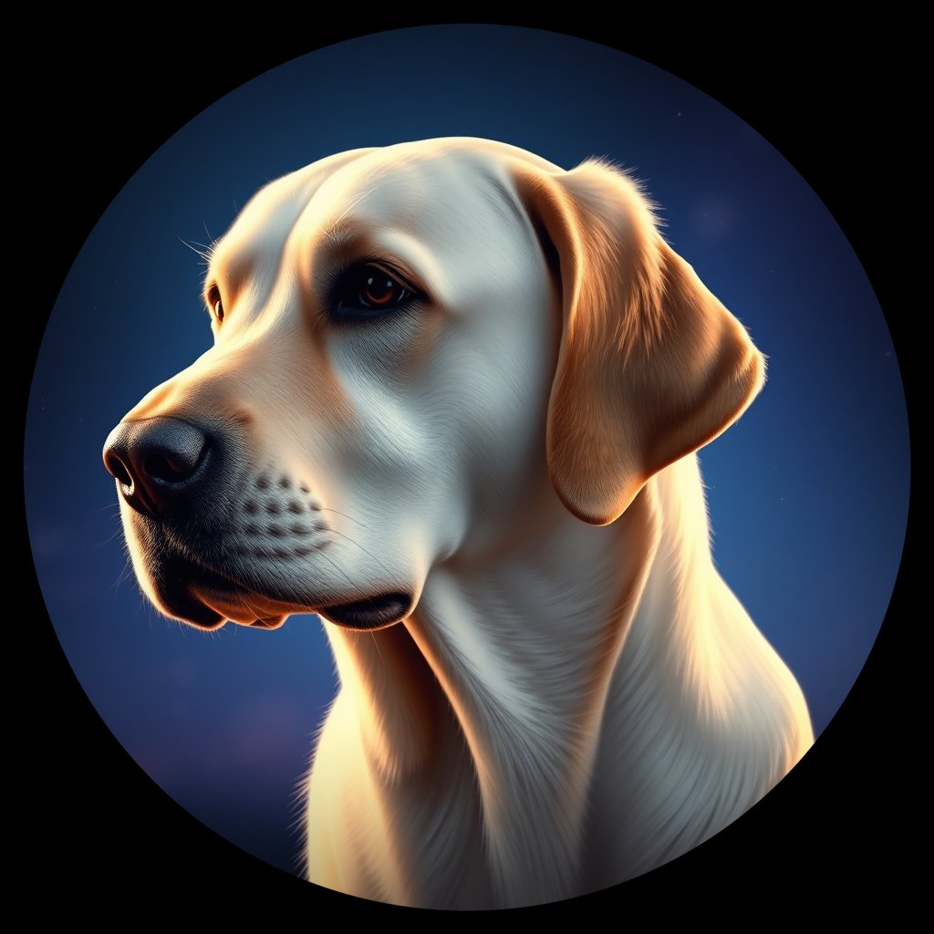 Cosmic medallion portrait of 3285_3285, a Labrador Retriever