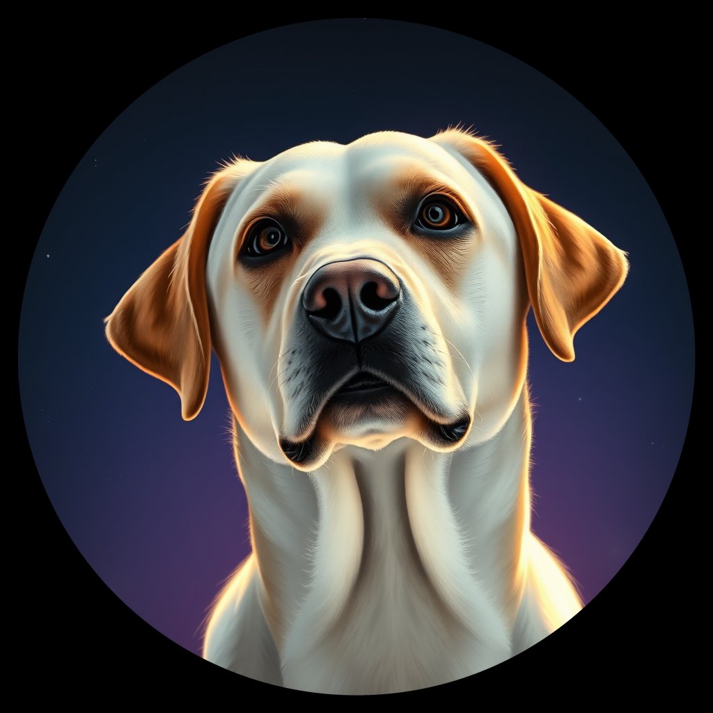 Cosmic medallion portrait of 330_G0380_0580, a Labrador Retriever