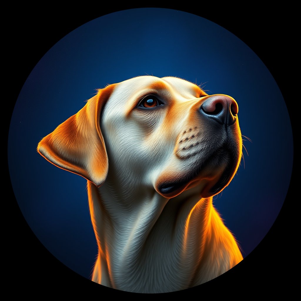 Cosmic medallion portrait of 336_G0380_0589, a Labrador Retriever