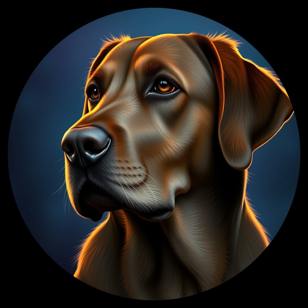 Cosmic medallion portrait of 337_G0380_0590, a Labrador Retriever