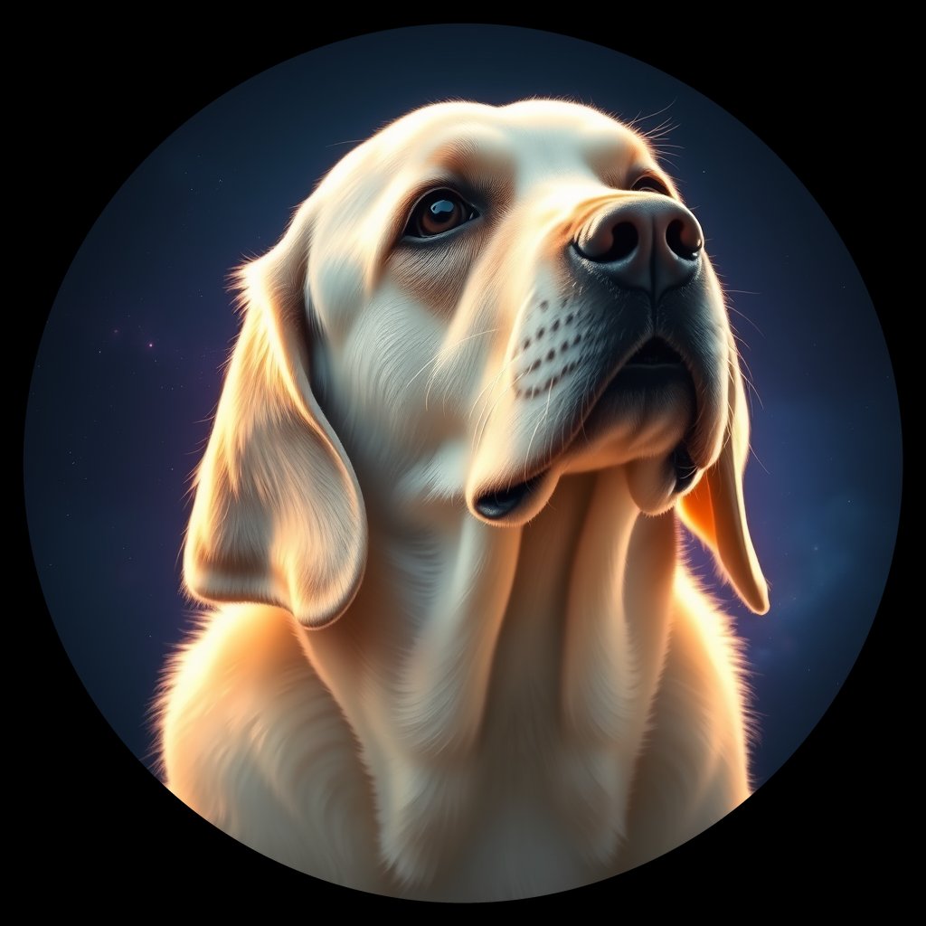 Cosmic medallion portrait of 3432_3432, a Labrador Retriever