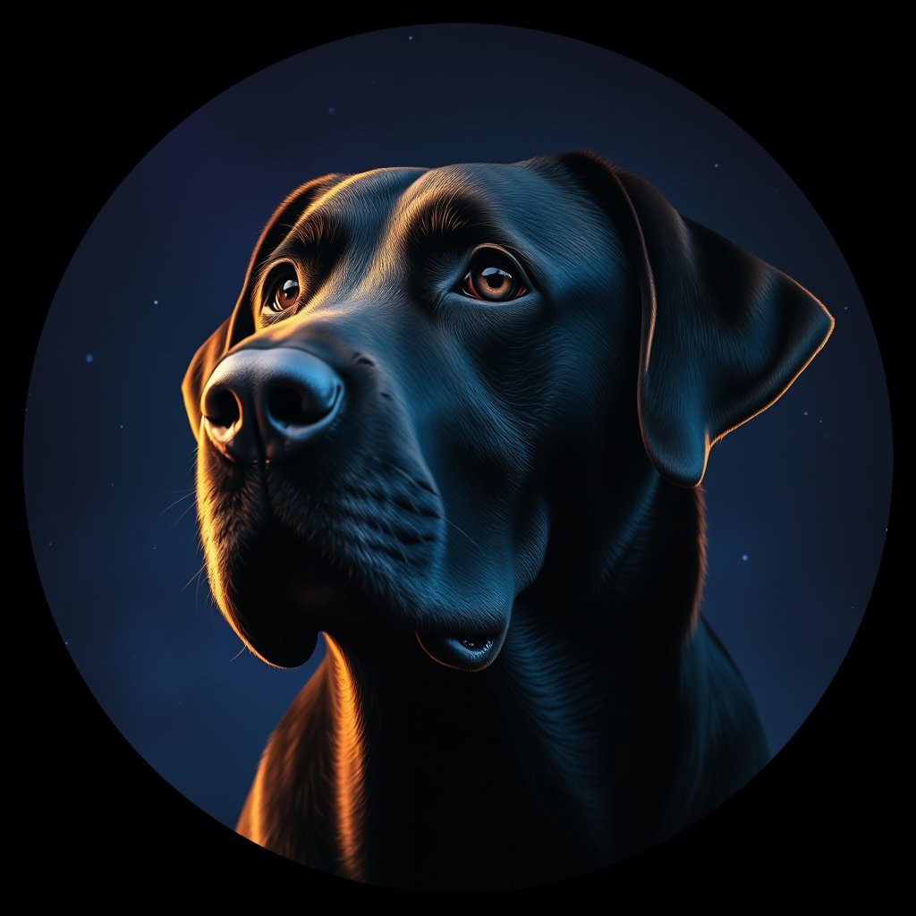Cosmic medallion portrait of 343_G0380_0599, a Labrador Retriever