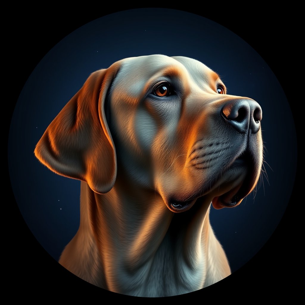 Cosmic medallion portrait of 345_345, a Labrador Retriever