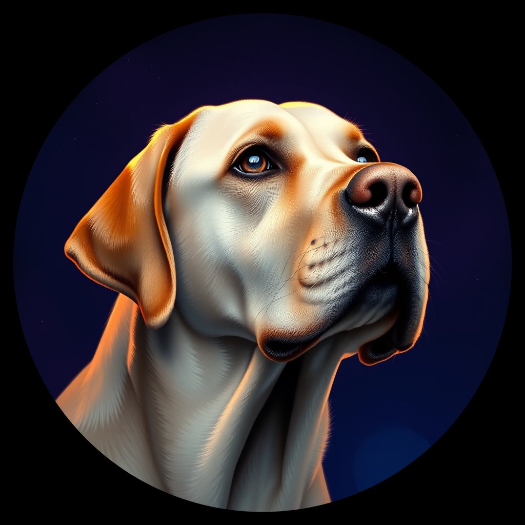 Cosmic medallion portrait of 347_G0380_0605, a Labrador Retriever