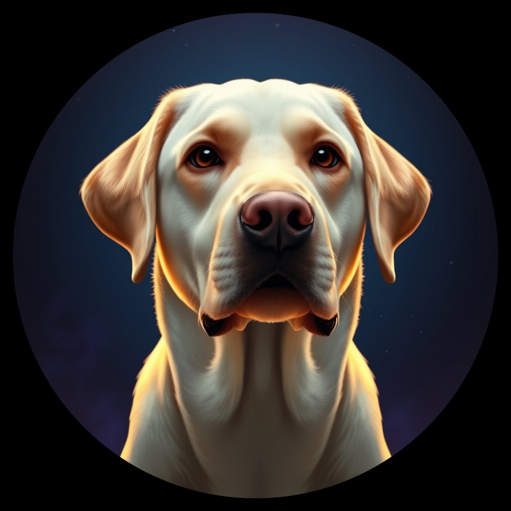Cosmic medallion portrait of 348_G0380_0606, a Labrador Retriever