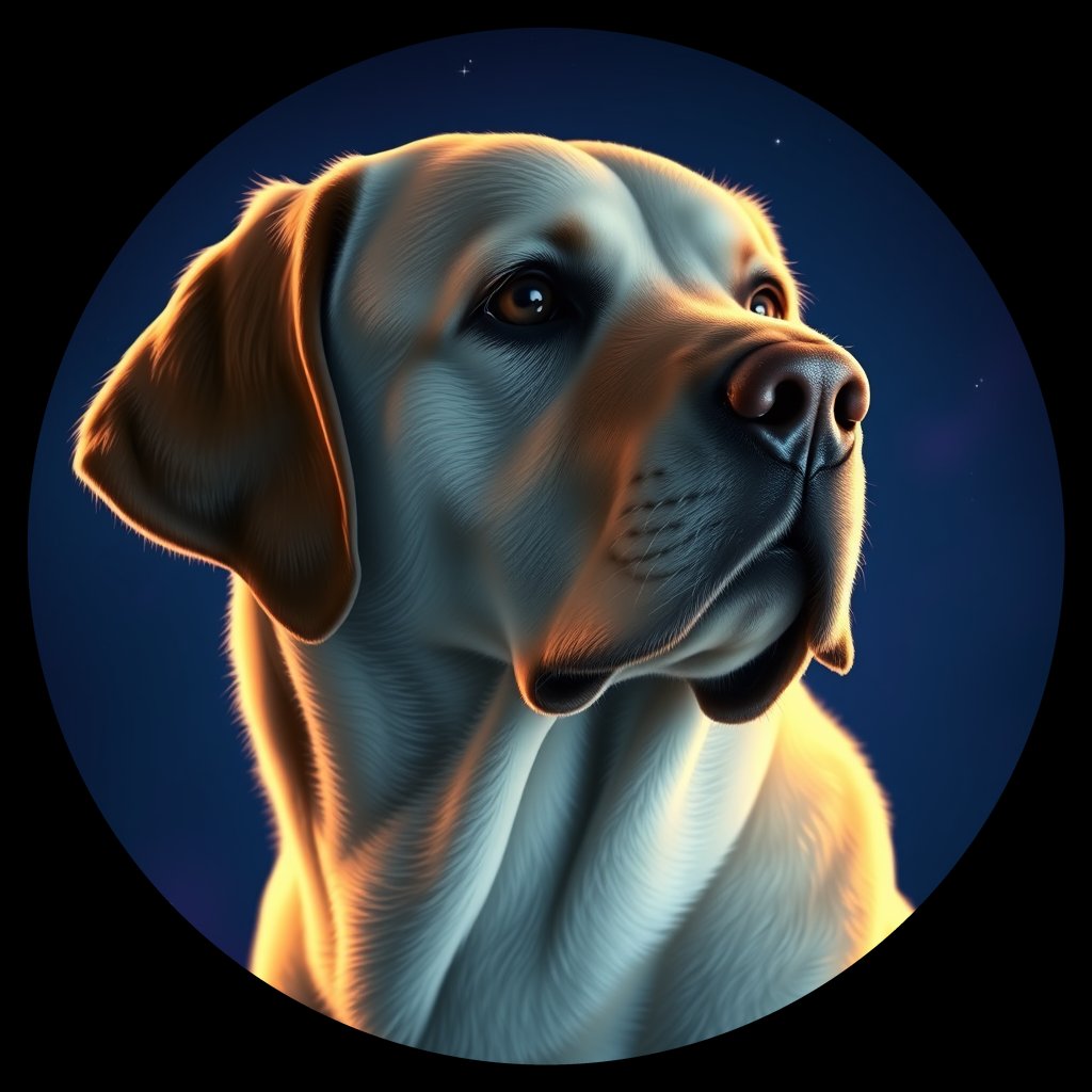 Cosmic medallion portrait of 3496_3496, a Labrador Retriever