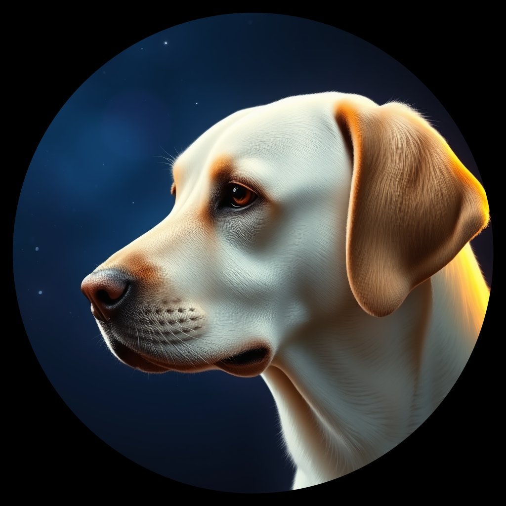 Cosmic medallion portrait of 3498_3498, a Labrador Retriever