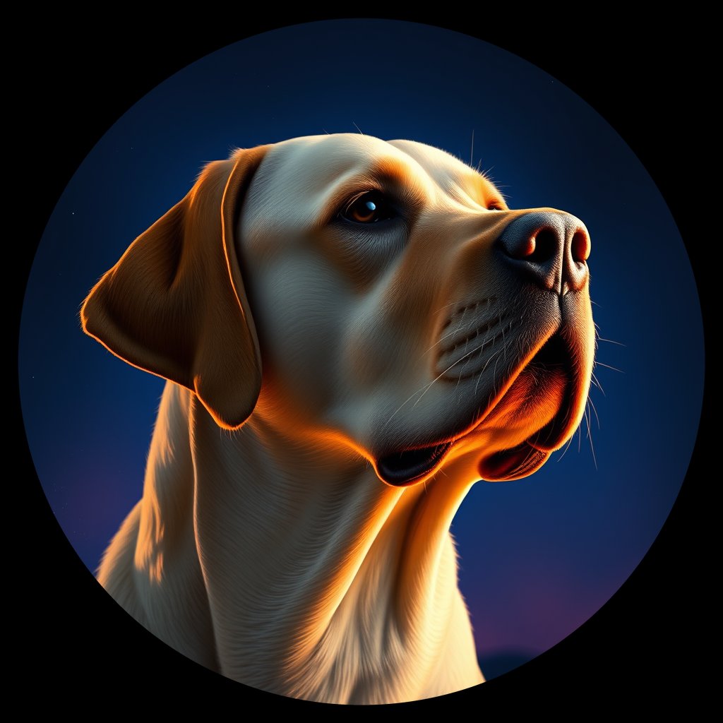 Cosmic medallion portrait of 3508_3508, a Labrador Retriever