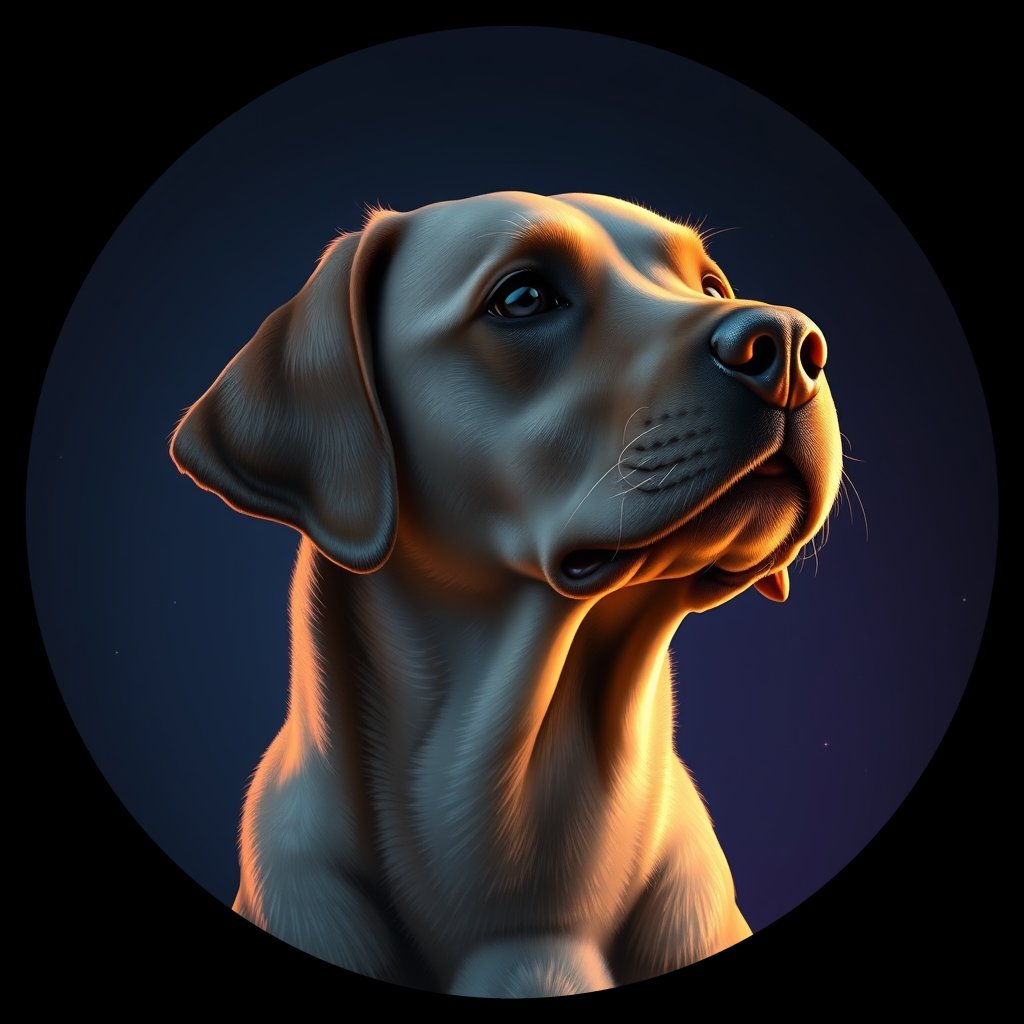 Cosmic medallion portrait of 354_G0380_0621, a Labrador Retriever