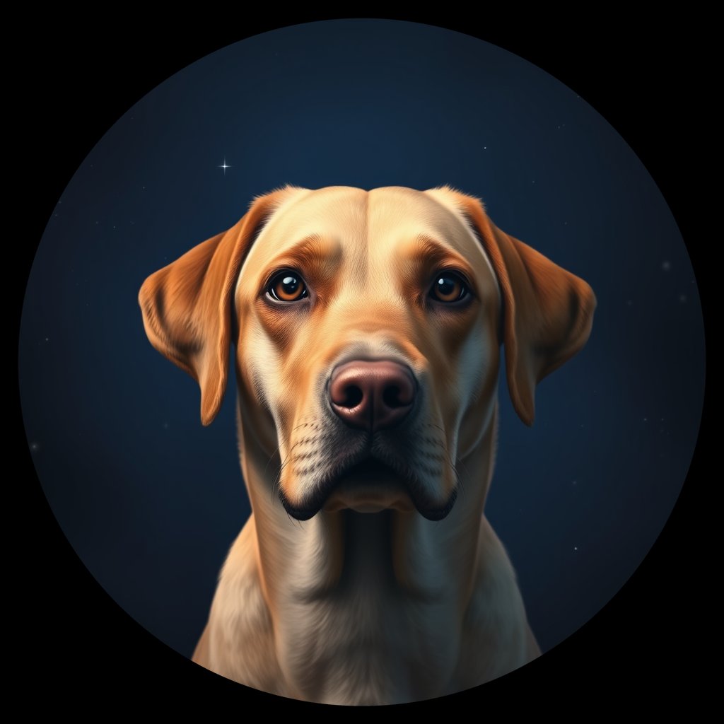 Cosmic medallion portrait of 355_G0380_0623, a Labrador Retriever