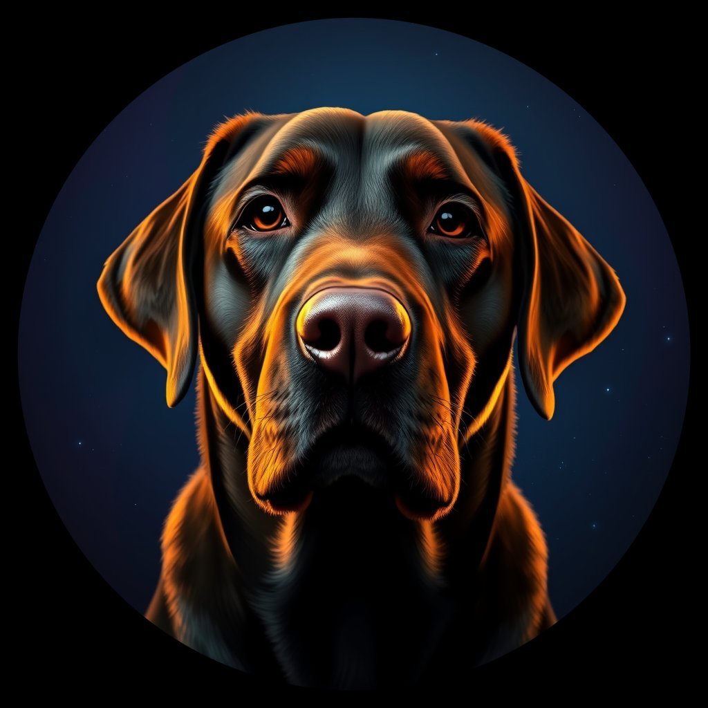 Cosmic medallion portrait of 356_G0380_0624, a Labrador Retriever