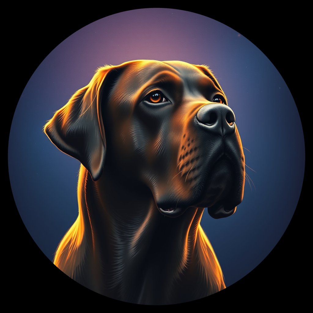 Cosmic medallion portrait of 359_G0380_0629, a Labrador Retriever