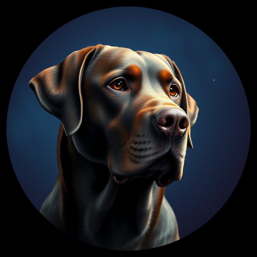 Cosmic medallion portrait of 360_G0380_0630, a Labrador Retriever