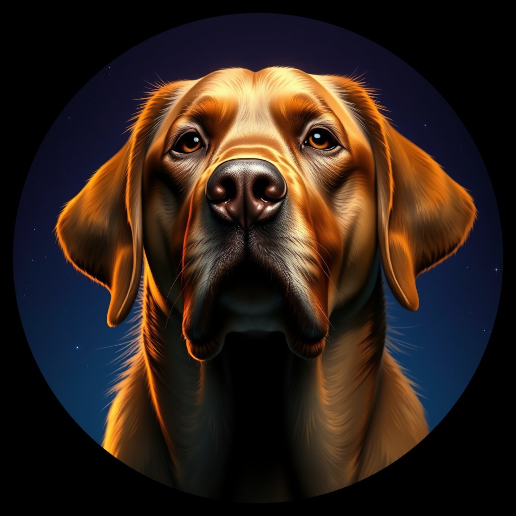 Cosmic medallion portrait of 3616_3616, a Labrador Retriever