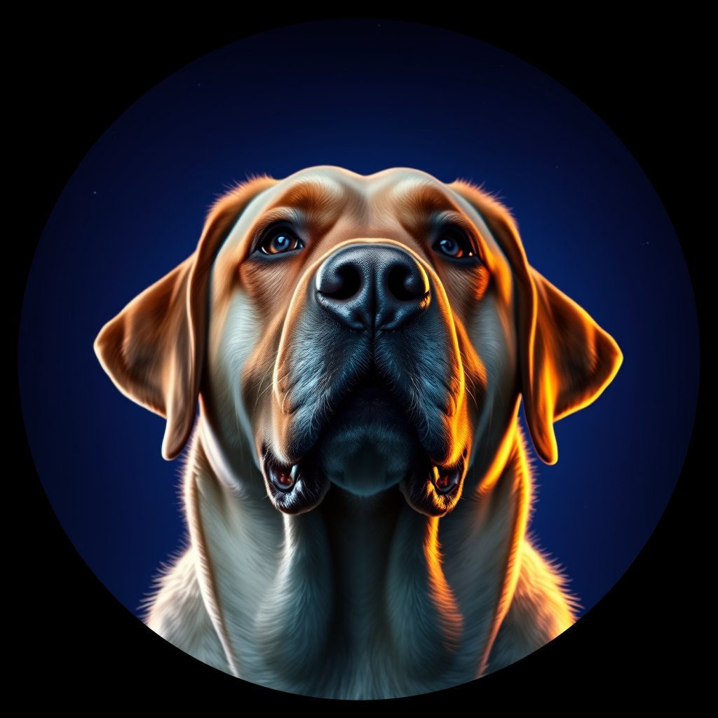 Cosmic medallion portrait of 362_G0380_0634, a Labrador Retriever