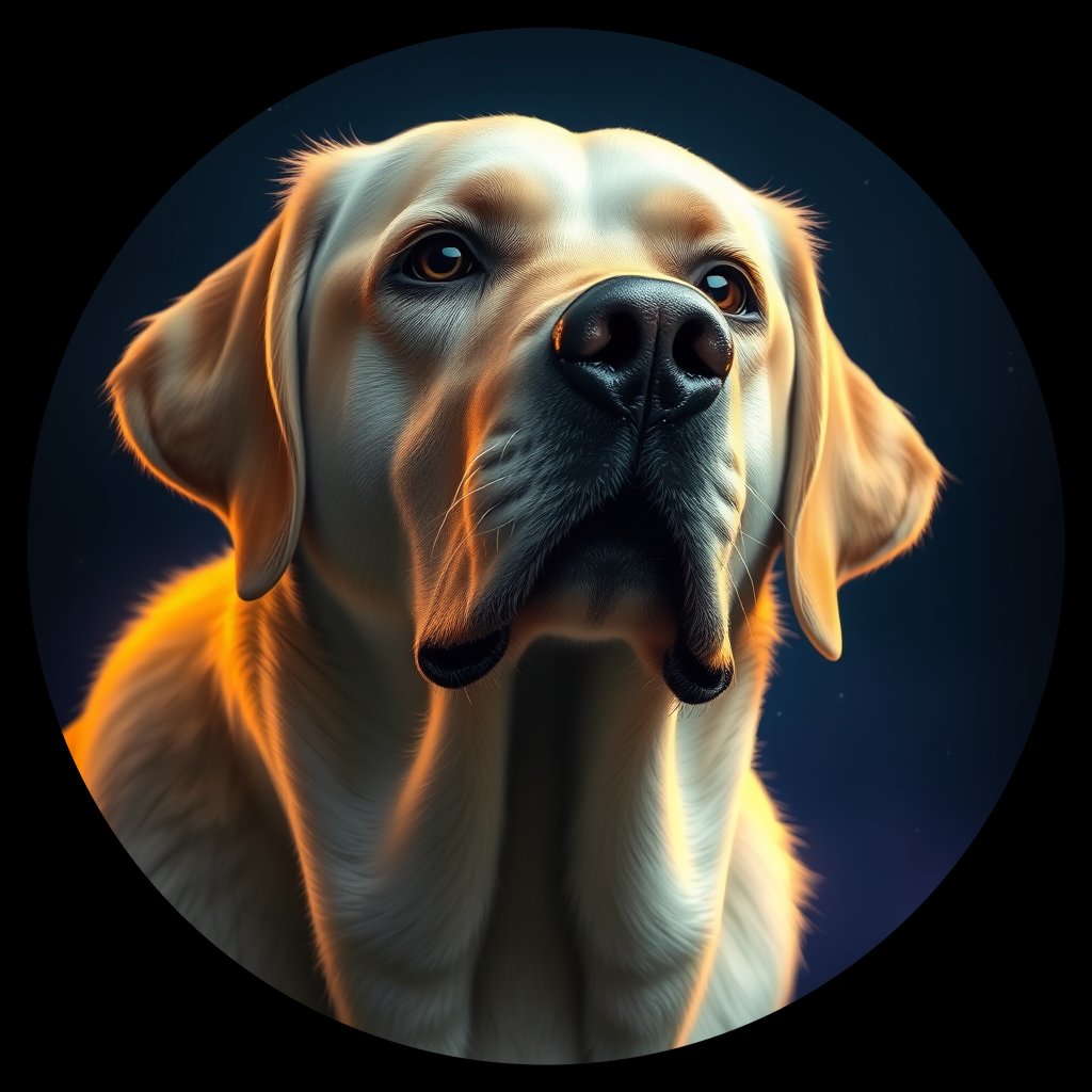 Cosmic medallion portrait of 3631_3631, a Labrador Retriever