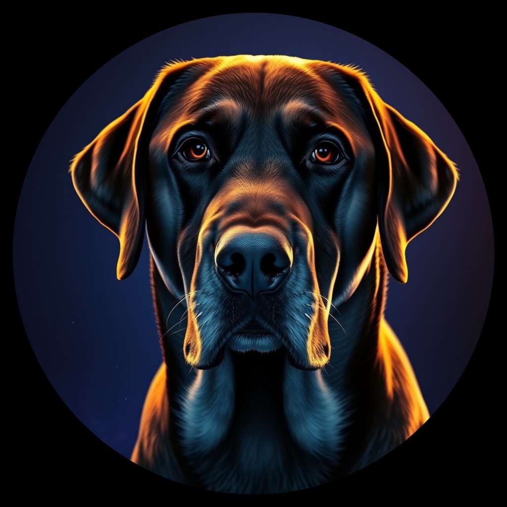 Cosmic medallion portrait of 3632_3632, a Labrador Retriever