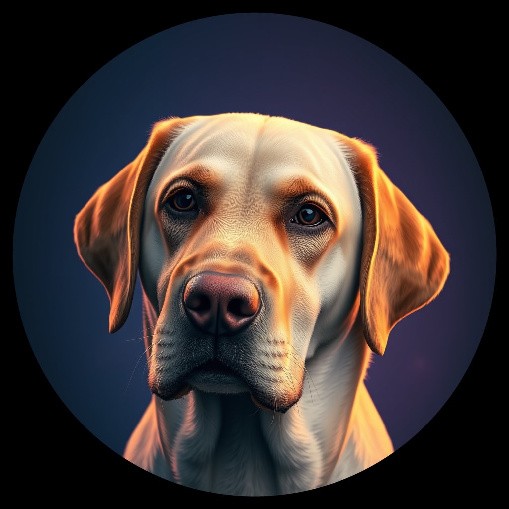 Cosmic medallion portrait of 3633_3633, a Labrador Retriever