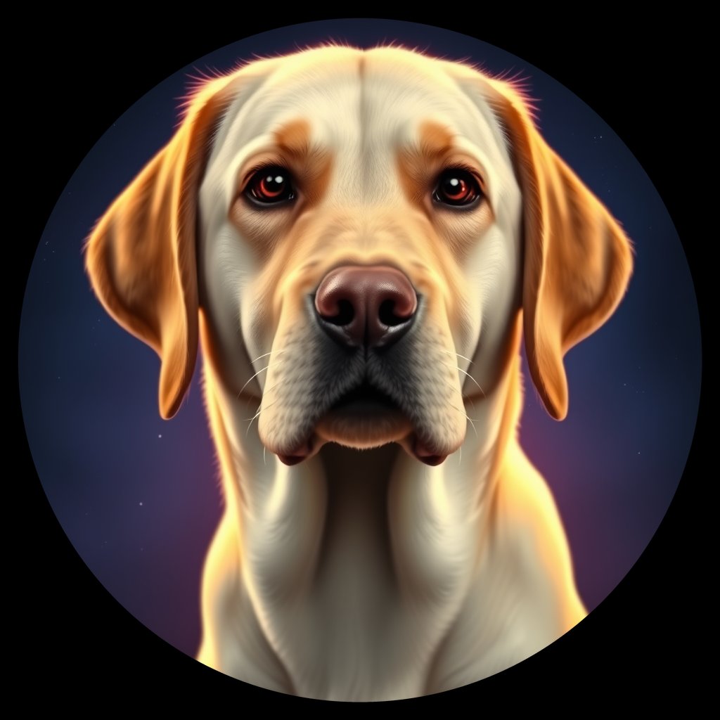 Cosmic medallion portrait of 3634_3634, a Labrador Retriever