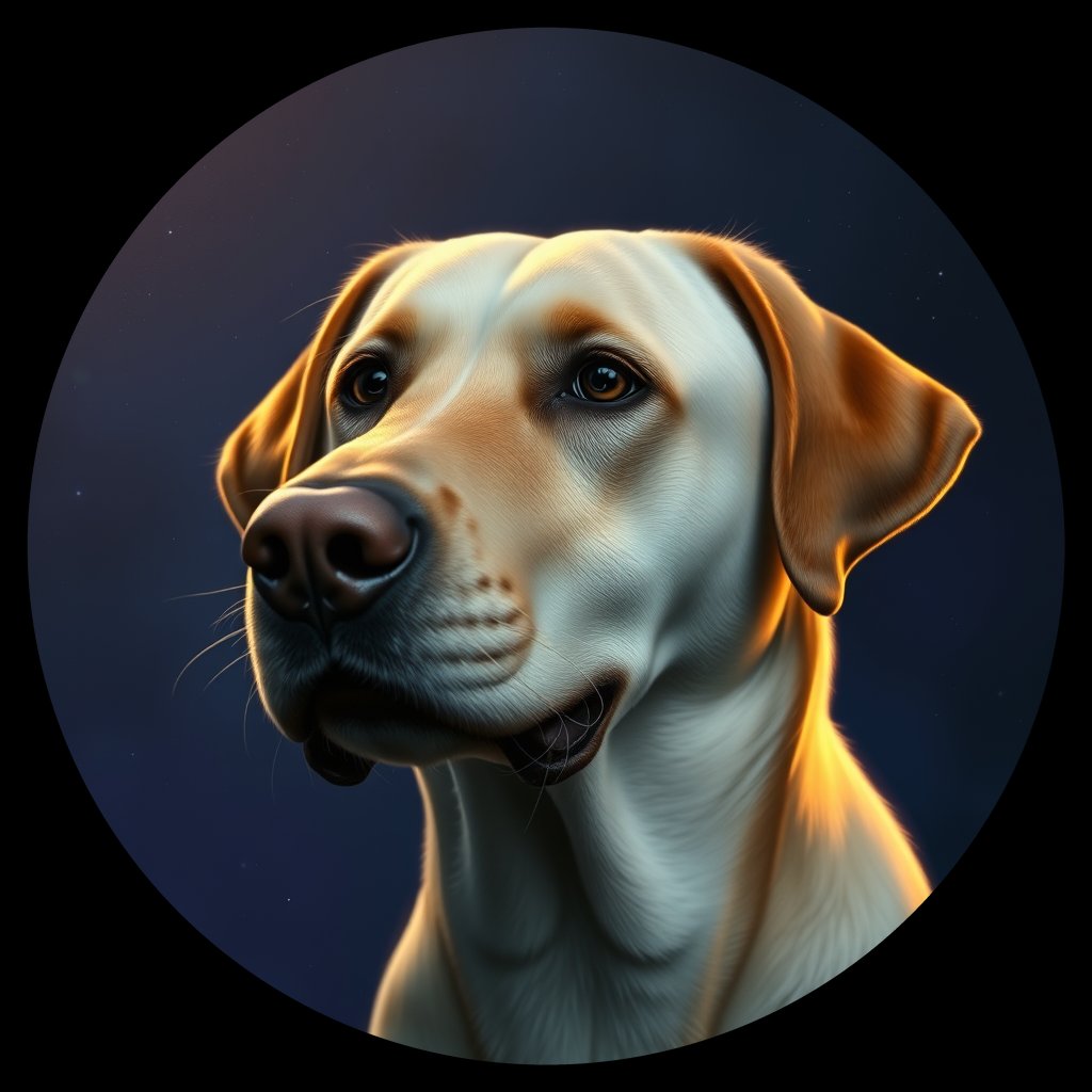 Cosmic medallion portrait of 3635_3635, a Labrador Retriever