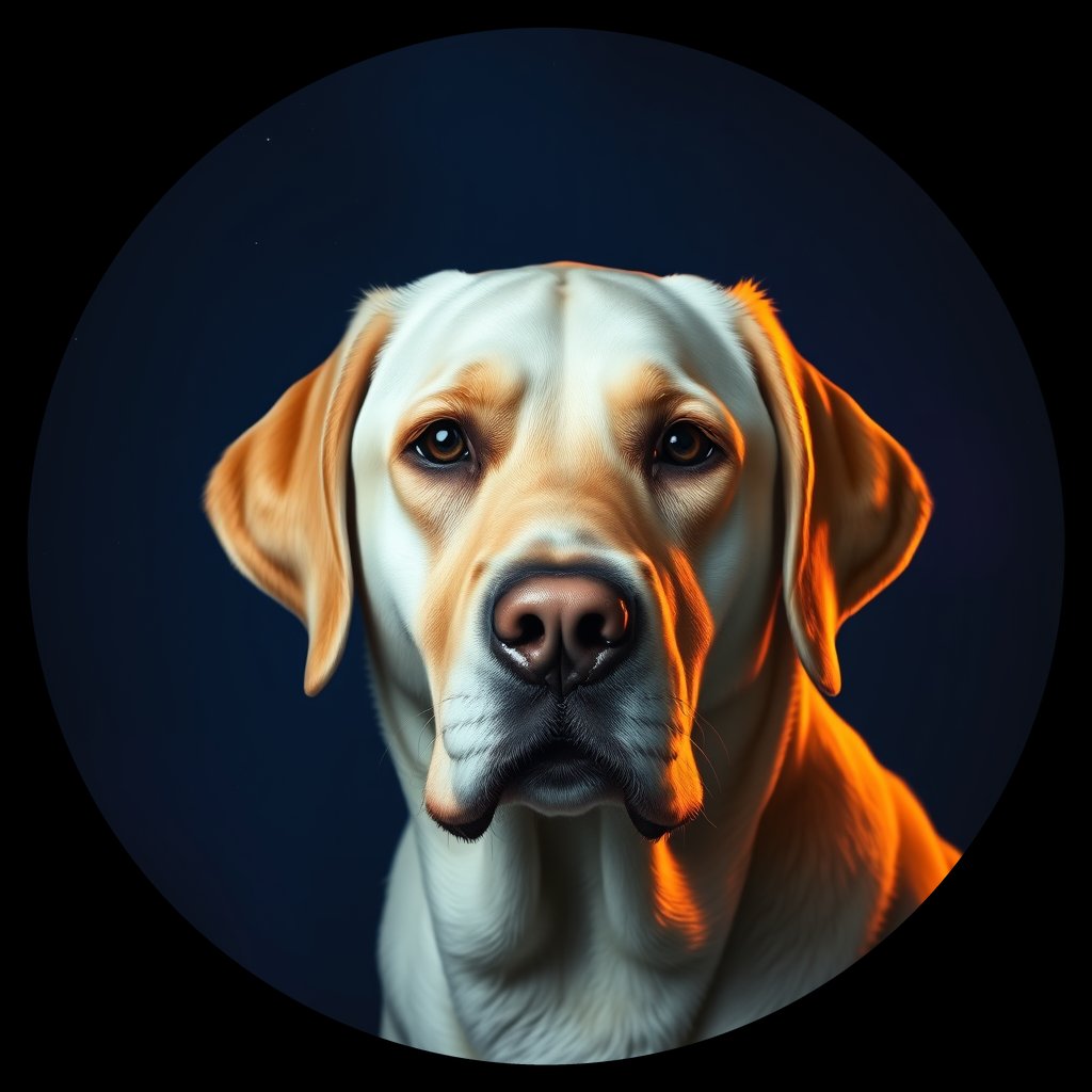 Cosmic medallion portrait of 3636_3636, a Labrador Retriever