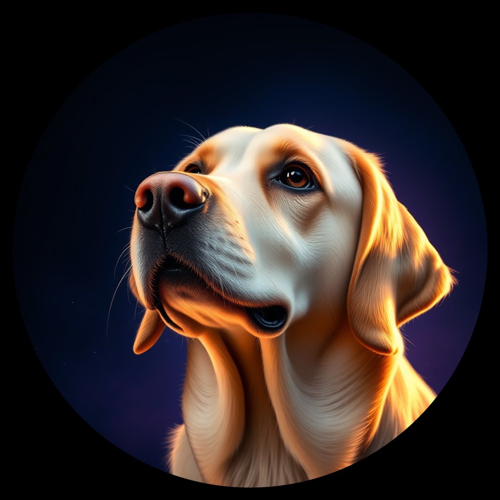 Cosmic medallion portrait of 3637_3637, a Labrador Retriever