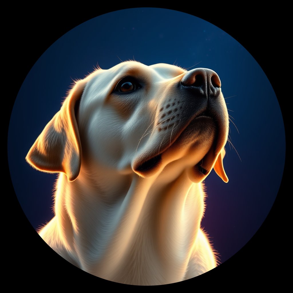 Cosmic medallion portrait of 364_G0380_0637, a Labrador Retriever