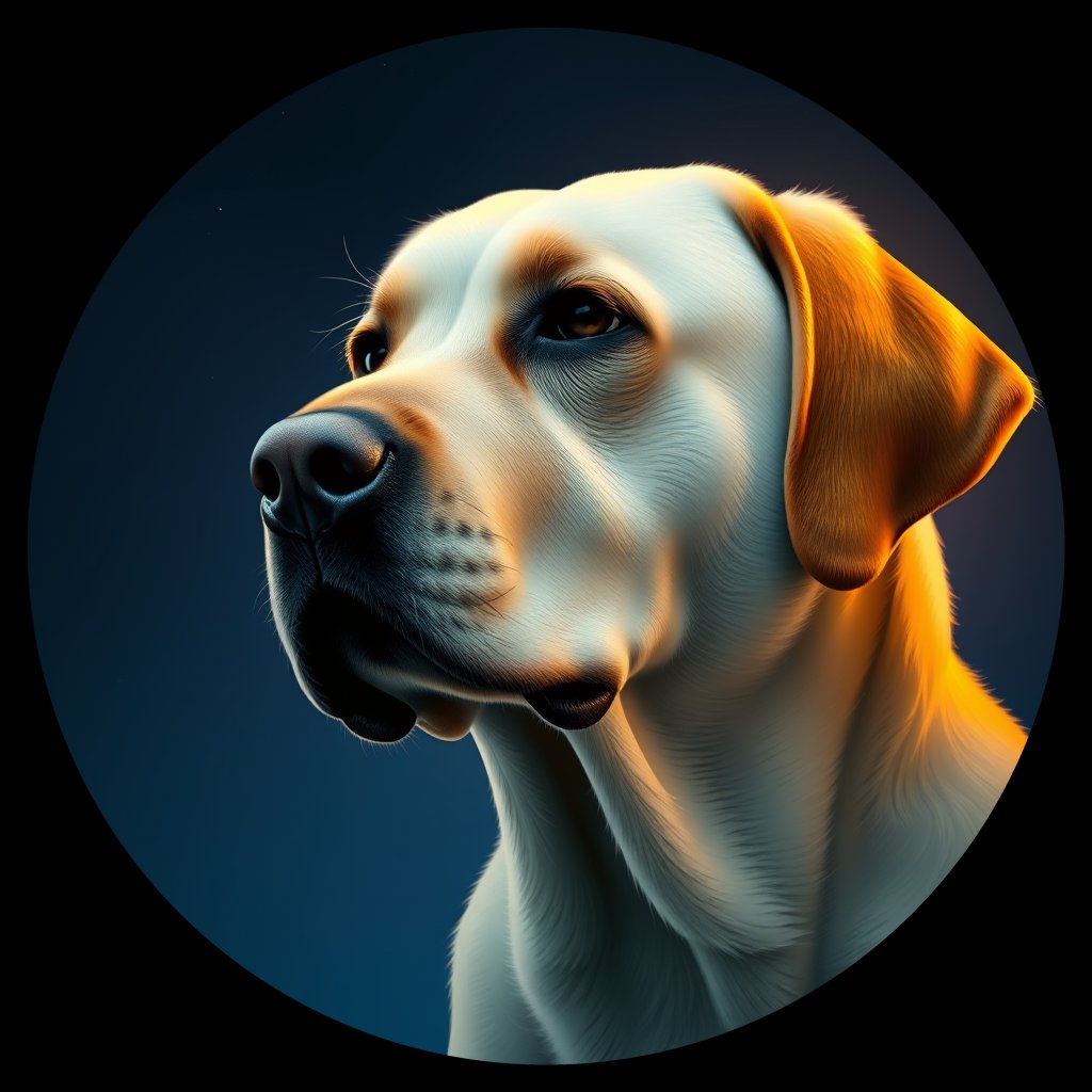 Cosmic medallion portrait of 3658_3658, a Labrador Retriever