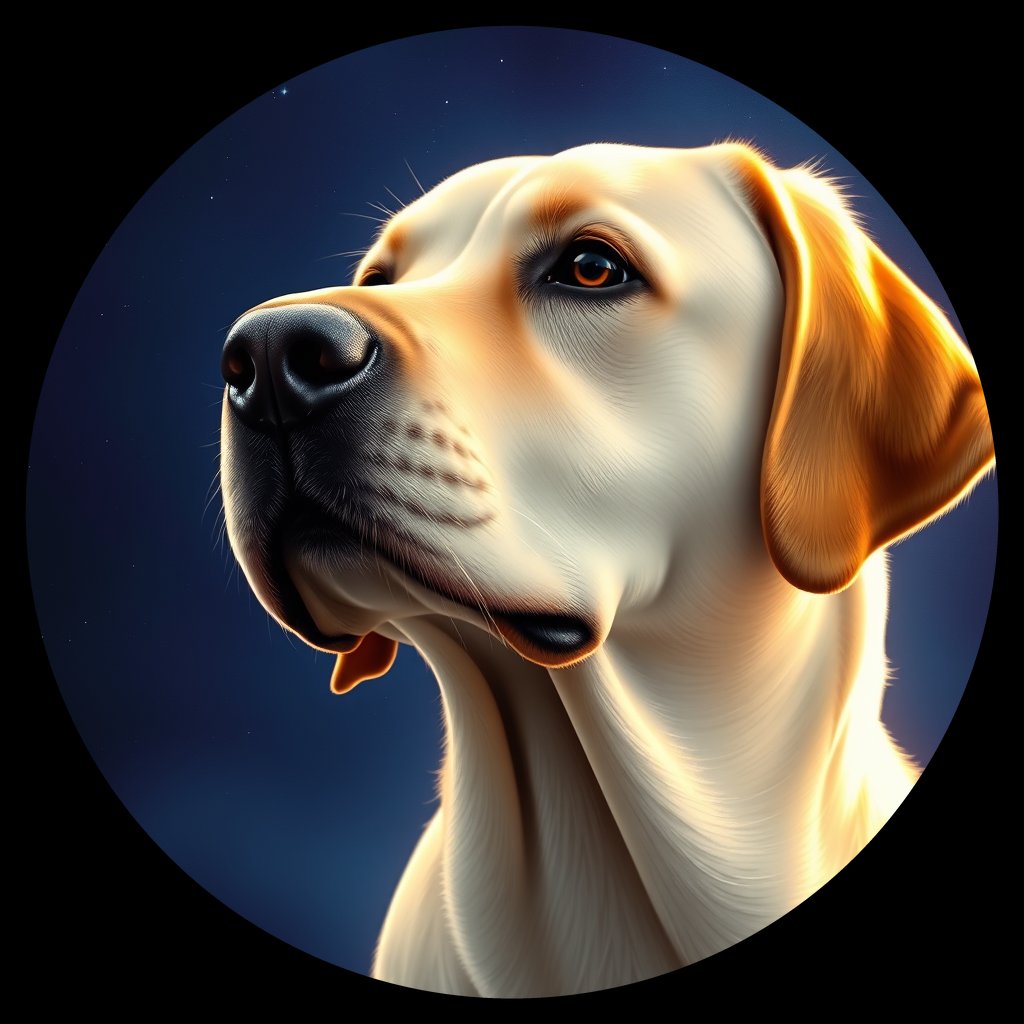 Cosmic medallion portrait of 3659_3659, a Labrador Retriever