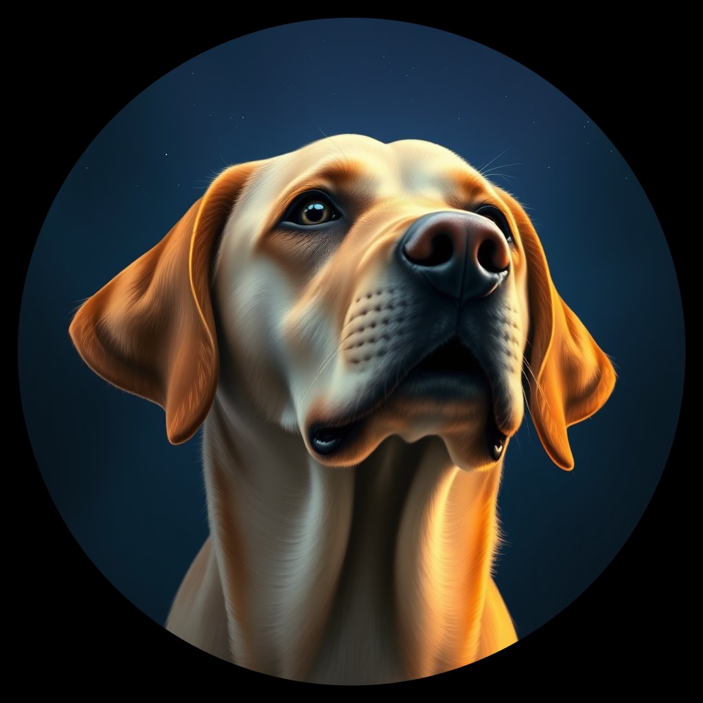 Cosmic medallion portrait of 3668_3668, a Labrador Retriever