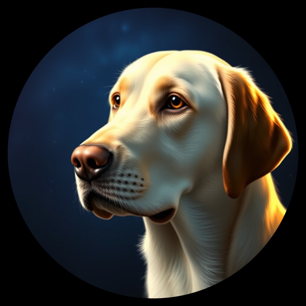 Cosmic medallion portrait of 3676_3676, a Labrador Retriever