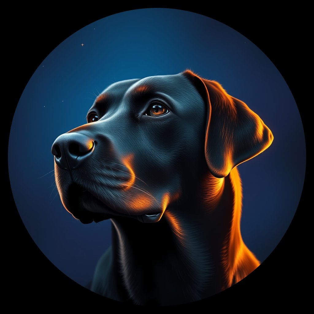Cosmic medallion portrait of 367_G0380_0648, a Labrador Retriever