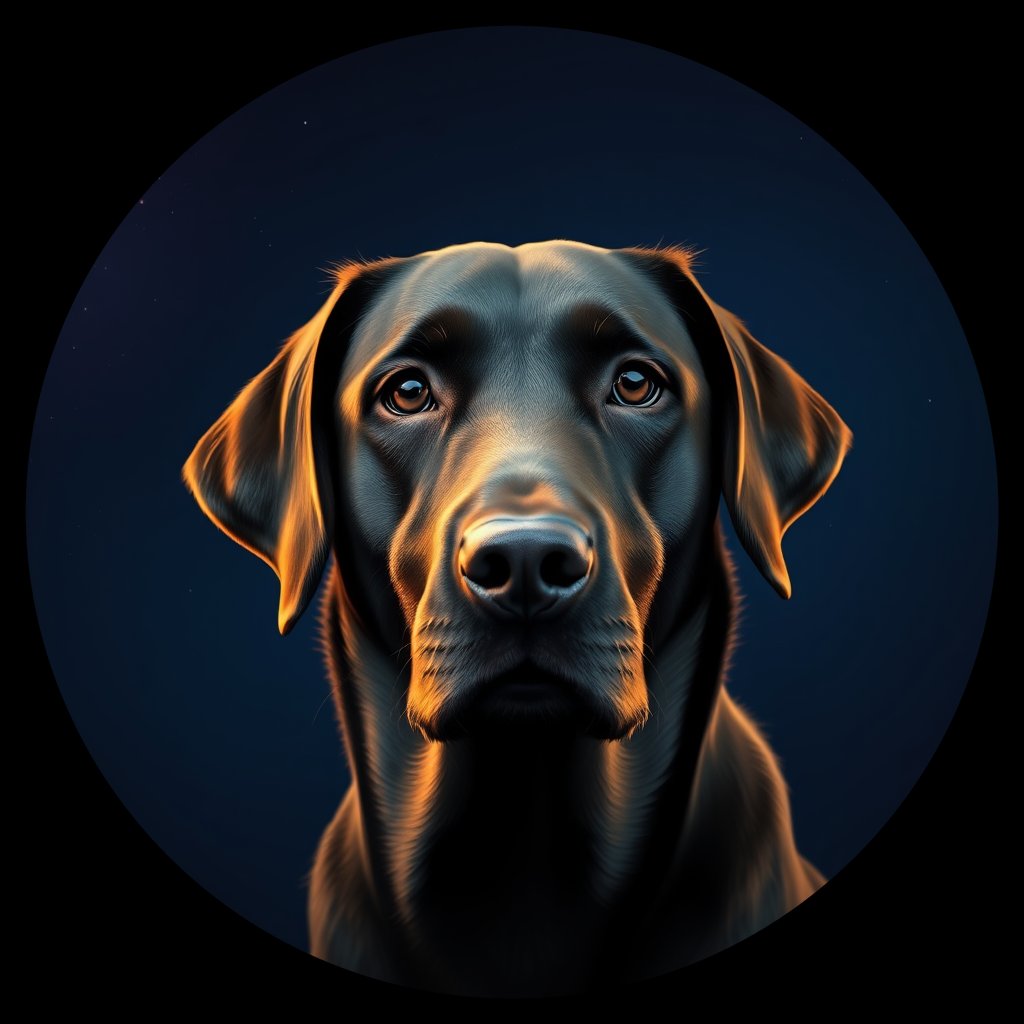 Cosmic medallion portrait of 3683_3683, a Labrador Retriever