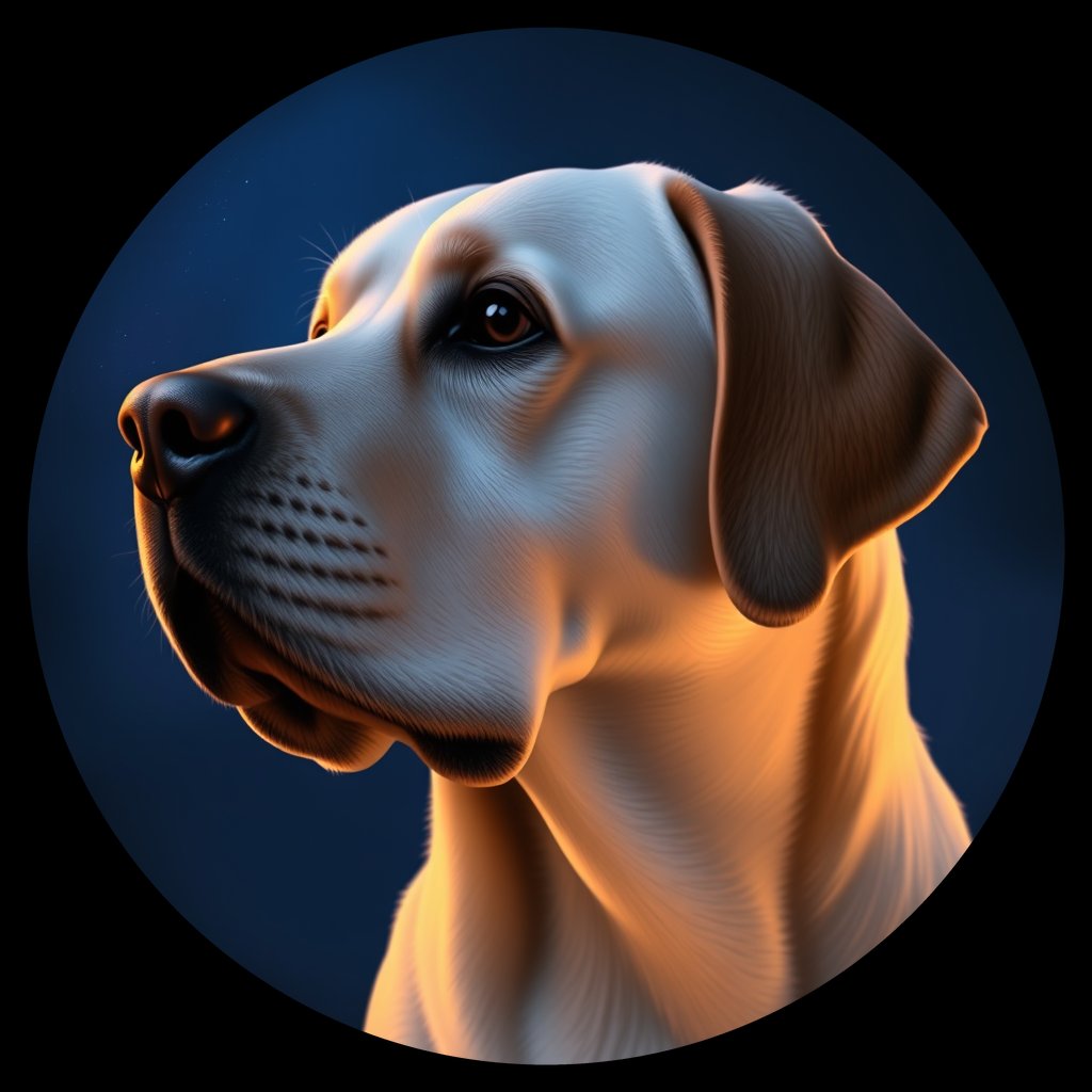 Cosmic medallion portrait of 3684_3684, a Labrador Retriever
