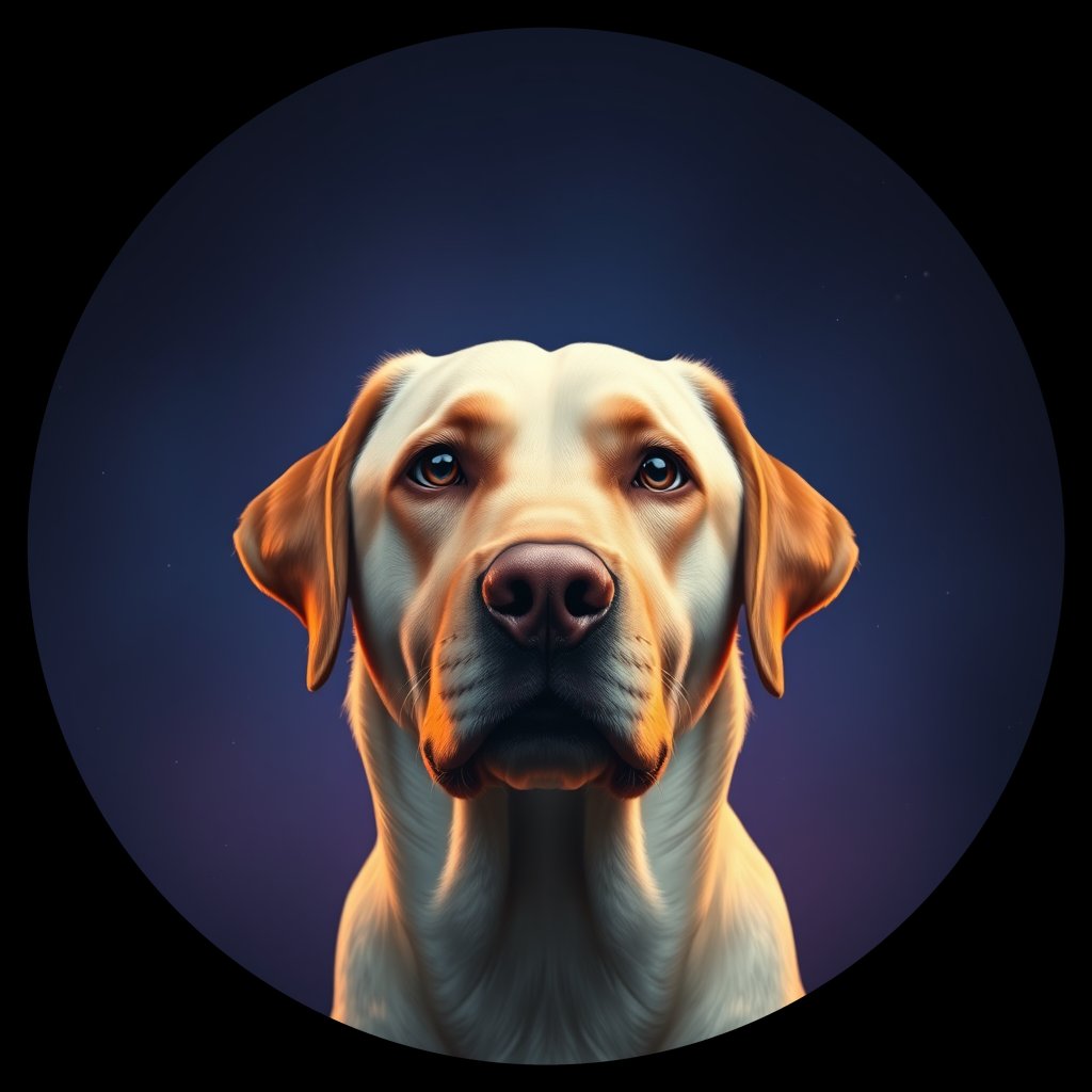 Cosmic medallion portrait of 368_G0380_0650, a Labrador Retriever