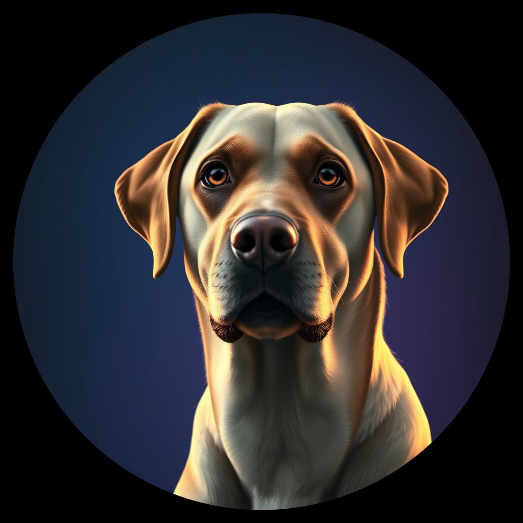 Cosmic medallion portrait of 369_G0380_0651, a Labrador Retriever