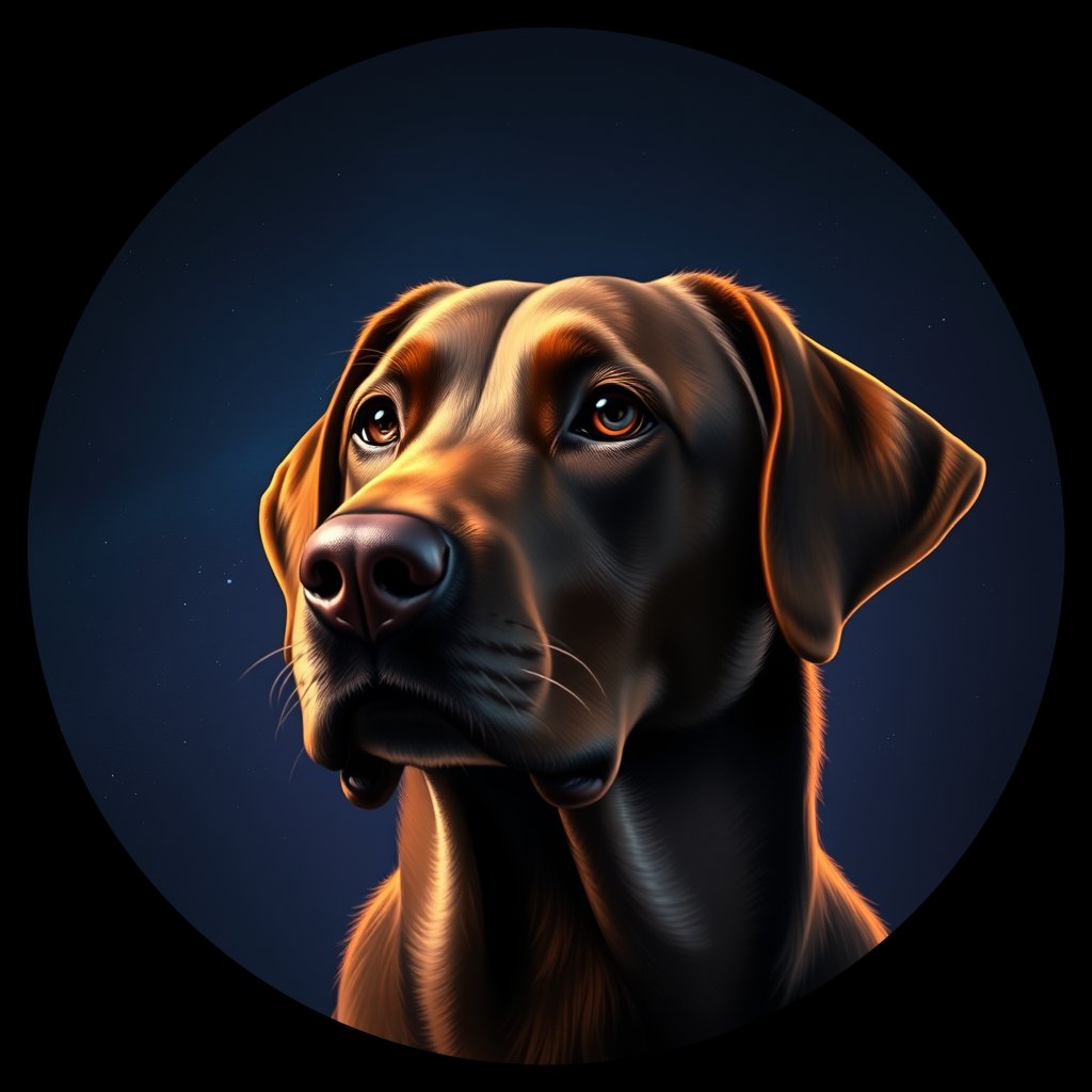 Cosmic medallion portrait of 371_G0380_0655, a Labrador Retriever