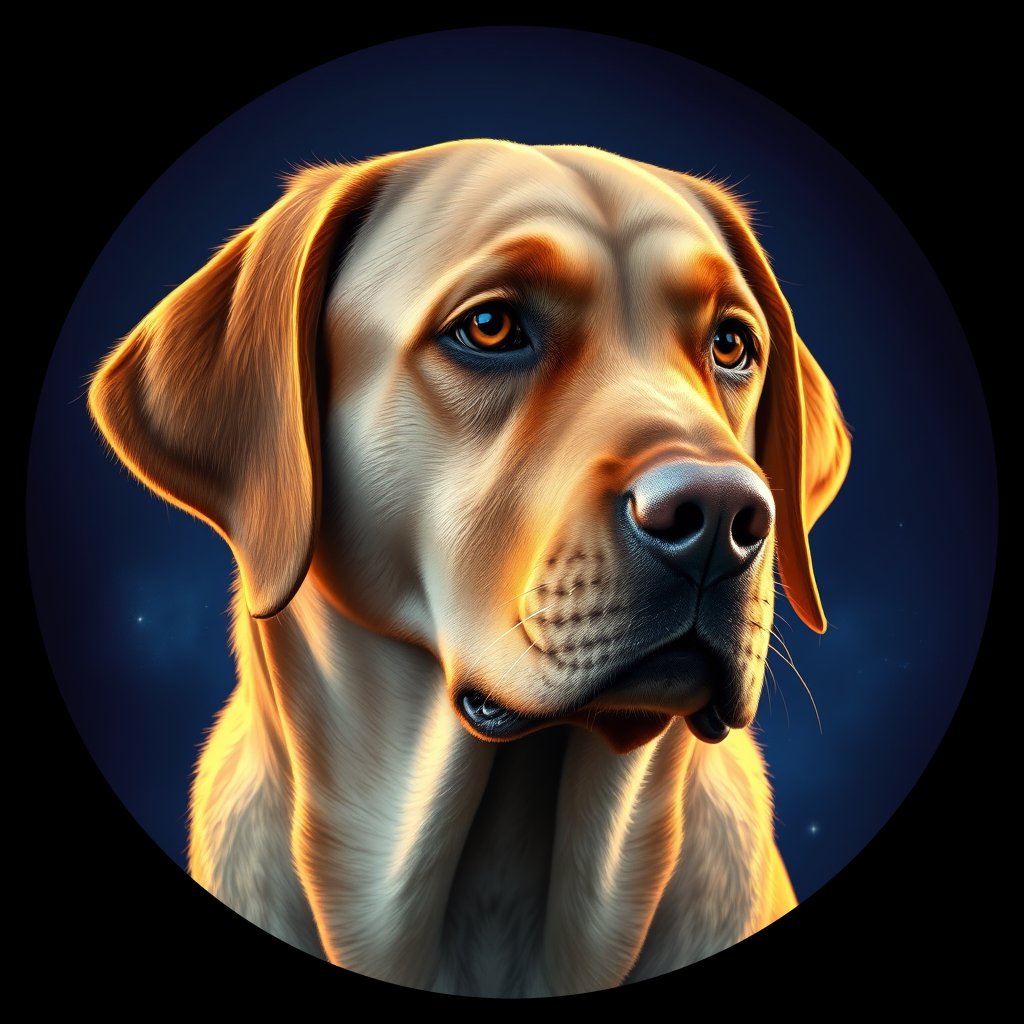 Cosmic medallion portrait of 3727_3727, a Labrador Retriever