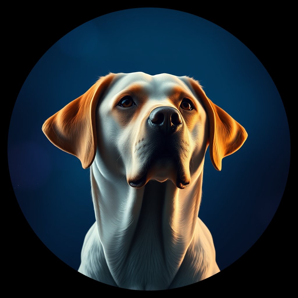 Cosmic medallion portrait of 372_G0380_0656, a Labrador Retriever