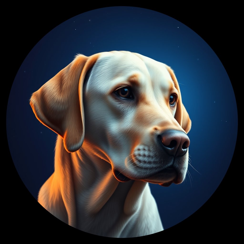 Cosmic medallion portrait of 3748_3748, a Labrador Retriever