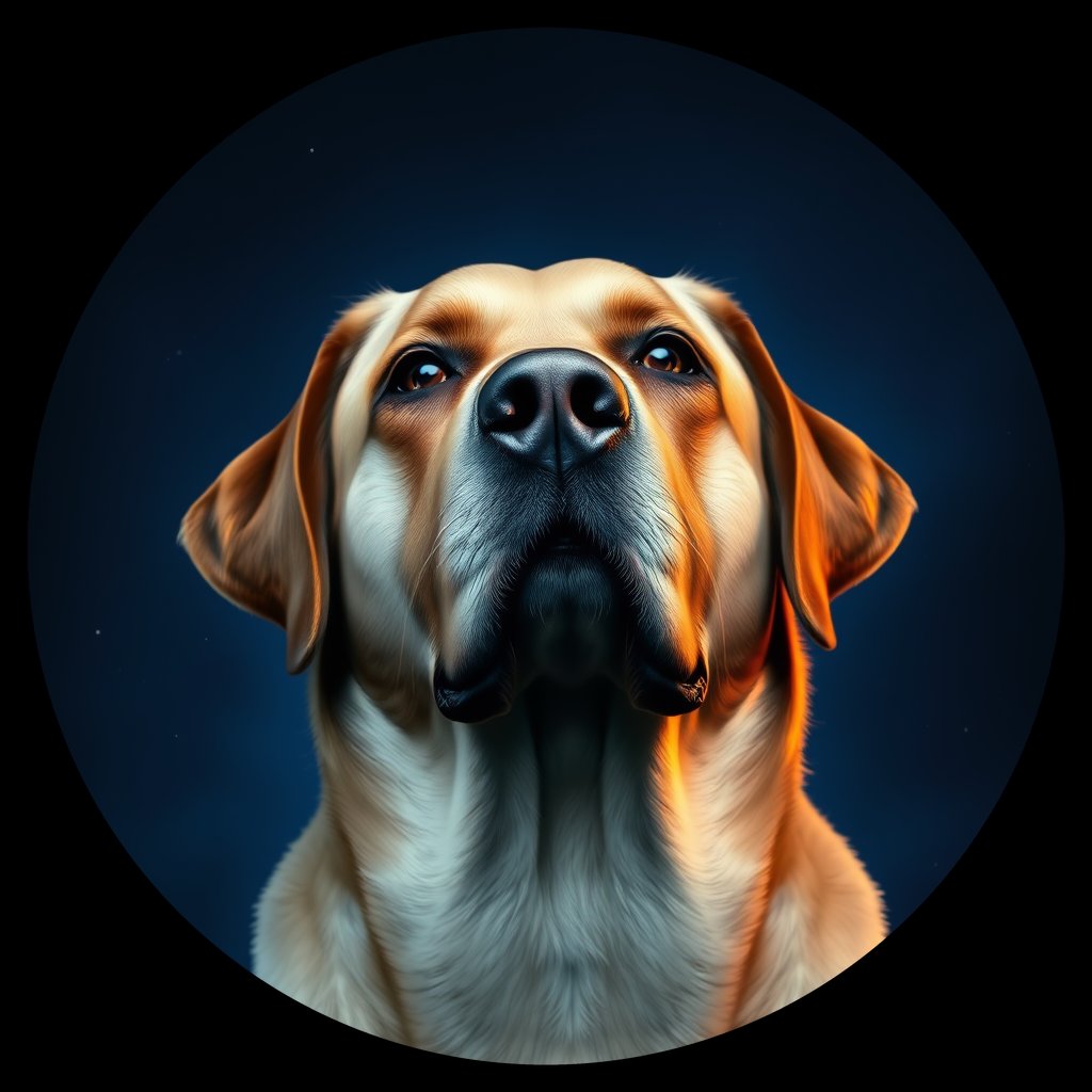 Cosmic medallion portrait of 375_G0380_0662, a Labrador Retriever